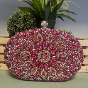 Sparkling Pink Ramla Oval Clutch -Like New!